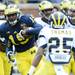 Michigan tight end Devin Funchess runs the ball during spring practice at Michigan Stadium on Saturday, April 13, 2013. Melanie Maxwell I AnnArbor.com